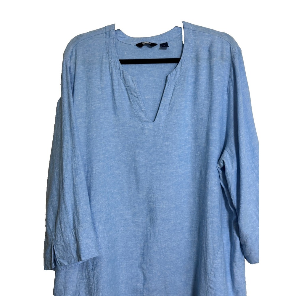 Lands‎ End woman's linen blend Blue Short Sleeve tunic with pockets Size XXL